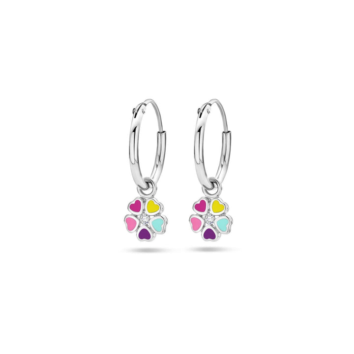 earrings flower zirconia silver rhodium plated