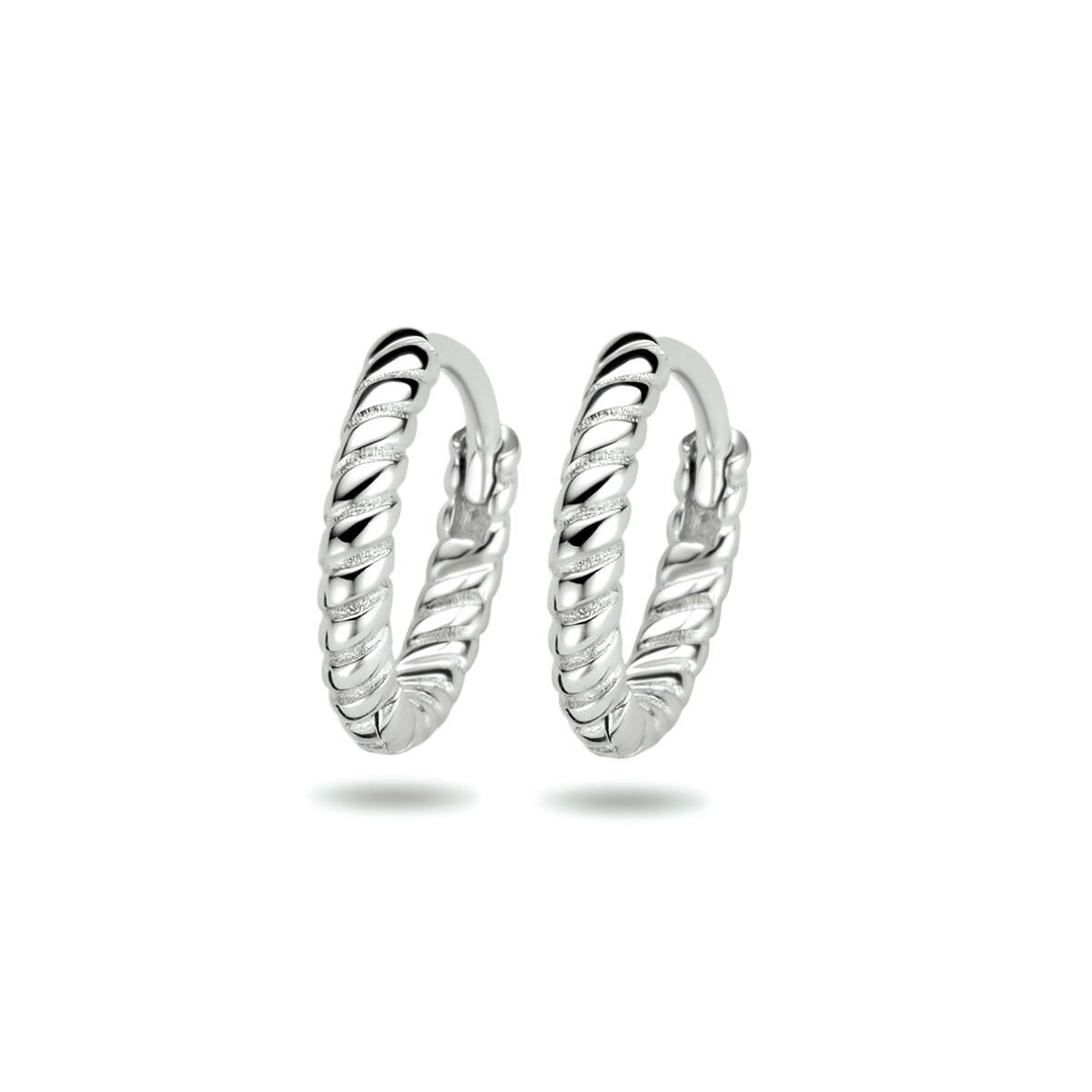 Zilveren klapoorringen dames – gerhodineerd 925 zilver, gedraaid design 11 mm