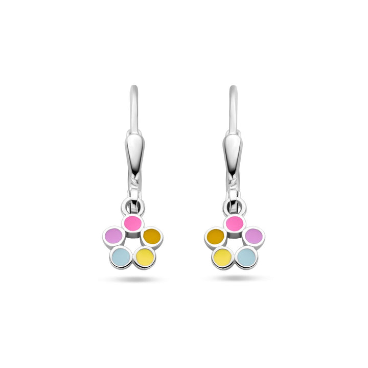earrings flower brisur hook silver rhodium plated