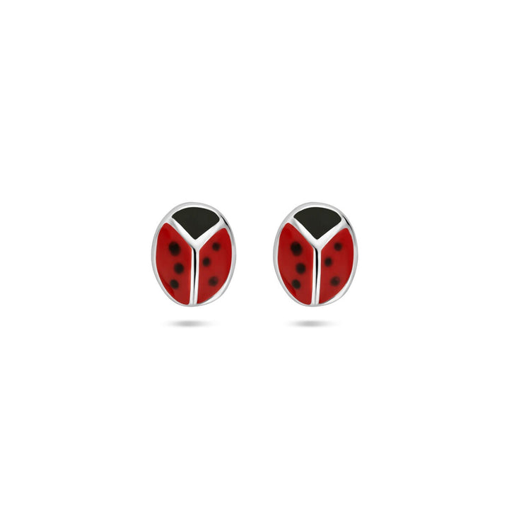 ear studs ladybug silver white