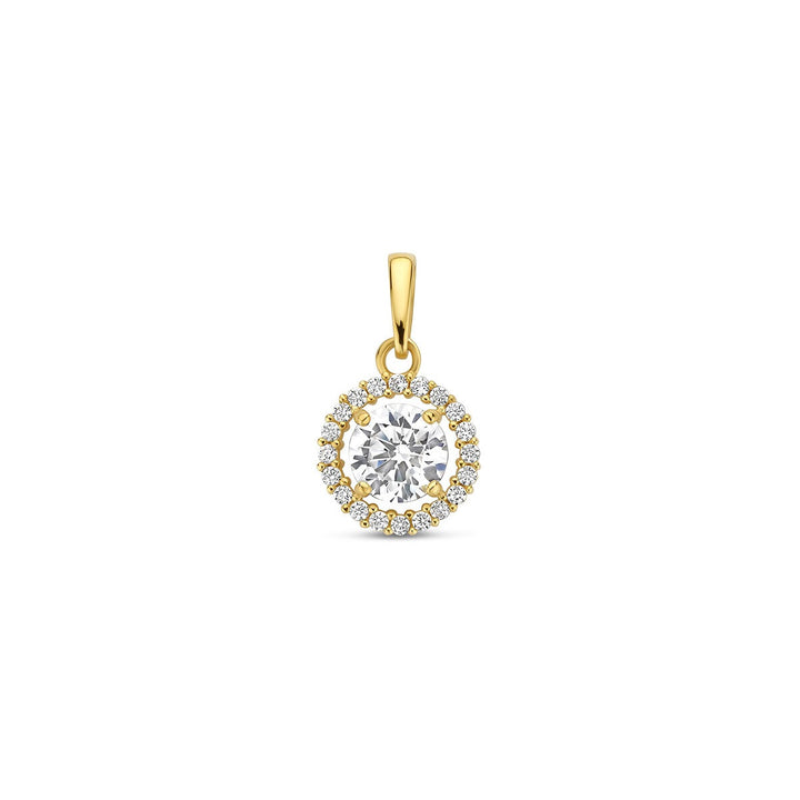 pendant zirconia halo 14K yellow gold