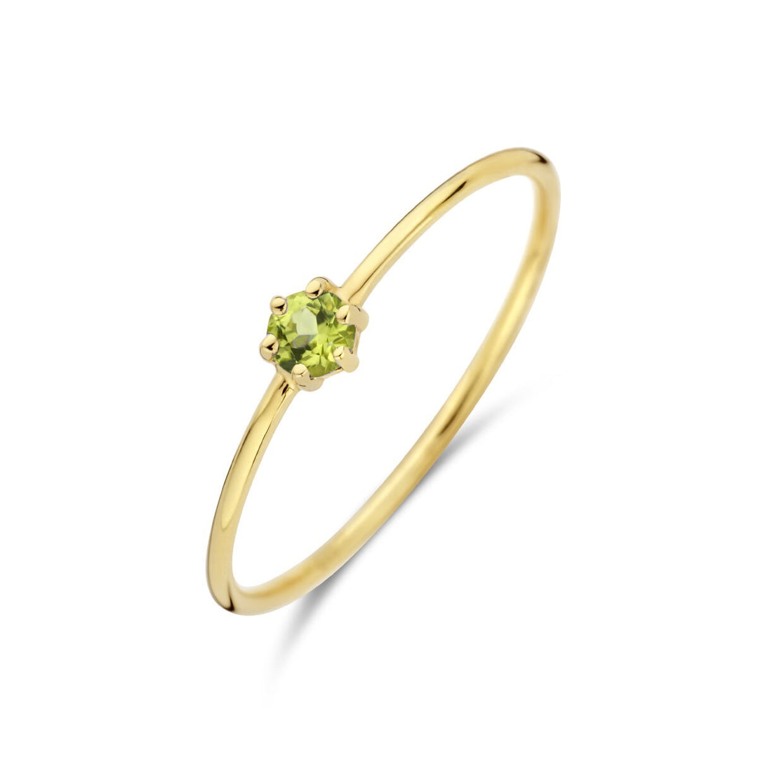 ring with birthstone peridot August 14K yellow gold