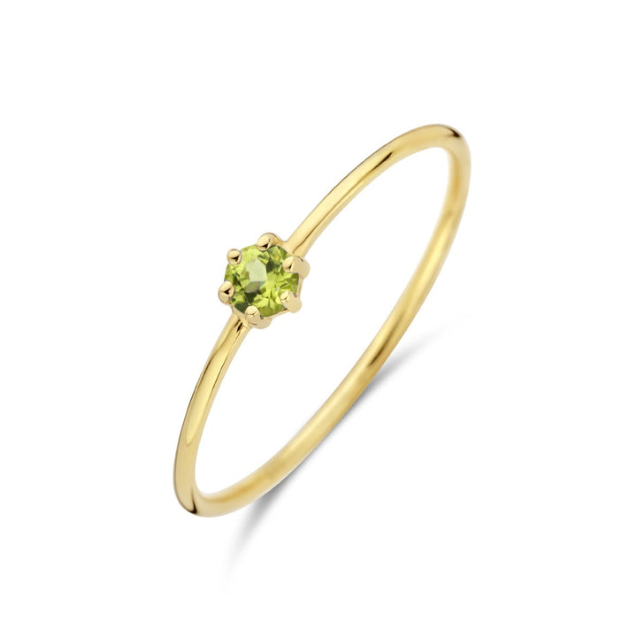 ring with birthstone peridot August 14K yellow gold