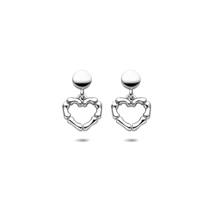 Zilveren oorhangers met hartje – gerhodineerd 925 zilver 16,5 mm