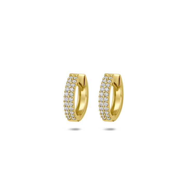 14k Geelgouden klapoorringen met zirkonia