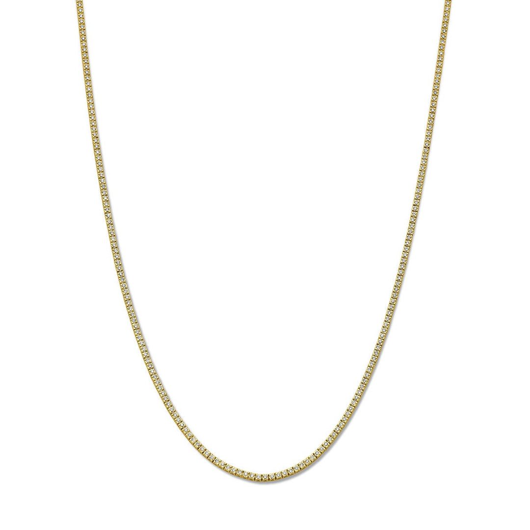 tennis necklace lab grown diamond 3.00ct g si 2.2 mm 42 cm 14K yellow gold