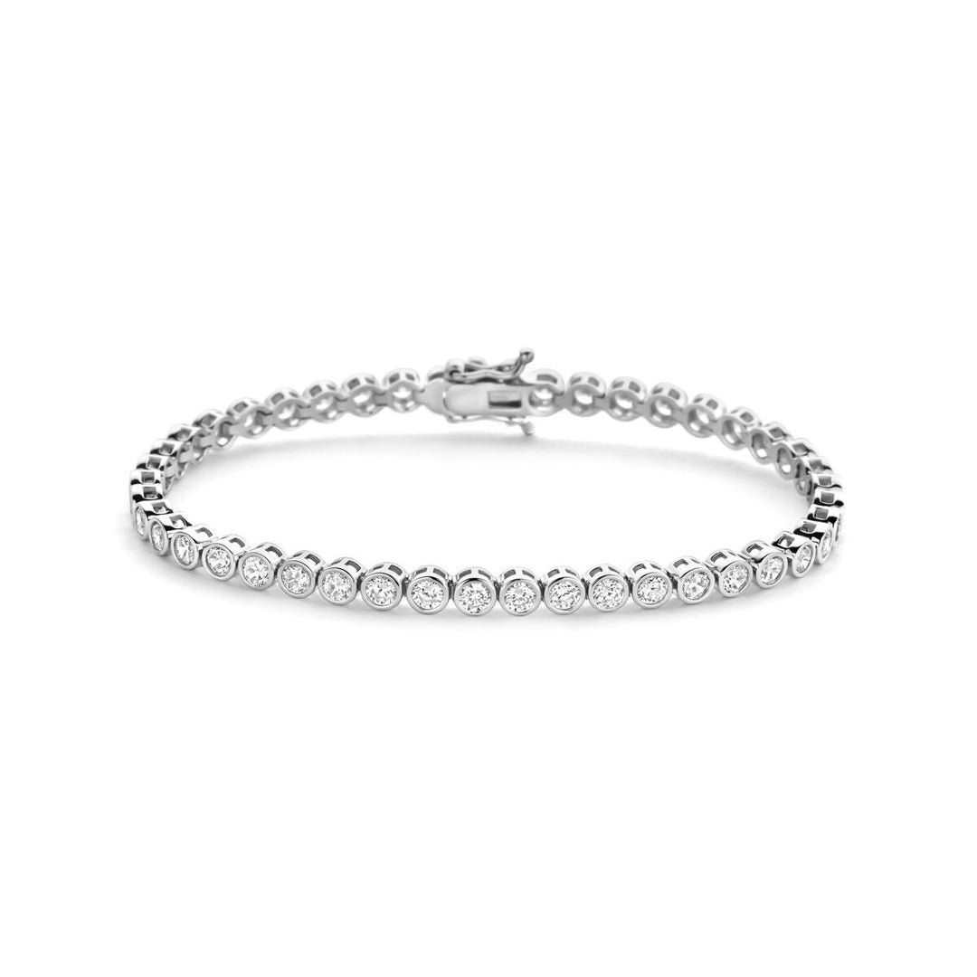 Zilveren tennisarmband met zirkonia – gerhodineerd 925 zilver, 4 mm breed