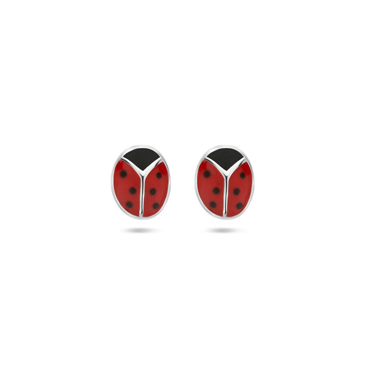 ear studs ladybug silver rhodium plated