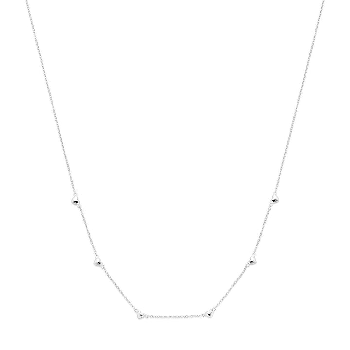 Zilveren dames ketting met hartjes – gerhodineerd collier 45 cm