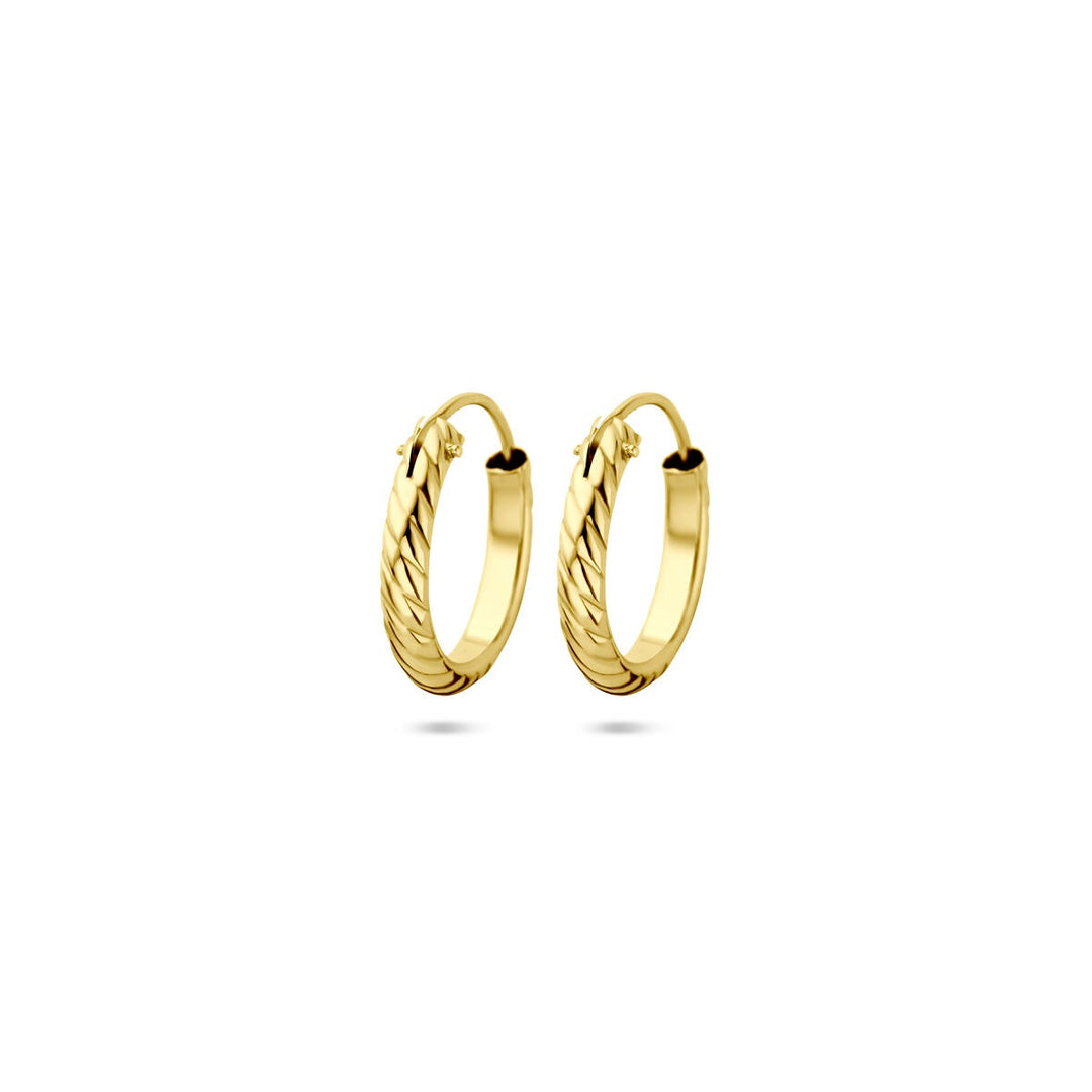14k geelgouden gedraaide oorringen