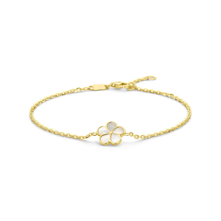 Gouden dames armband 14k met parelmoer bloem