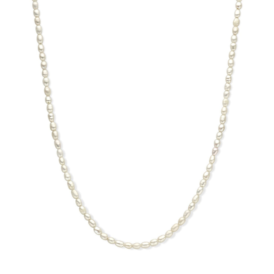 necklace pearl 3.8 mm 50 + 5 cm silver gold plated (yellow)