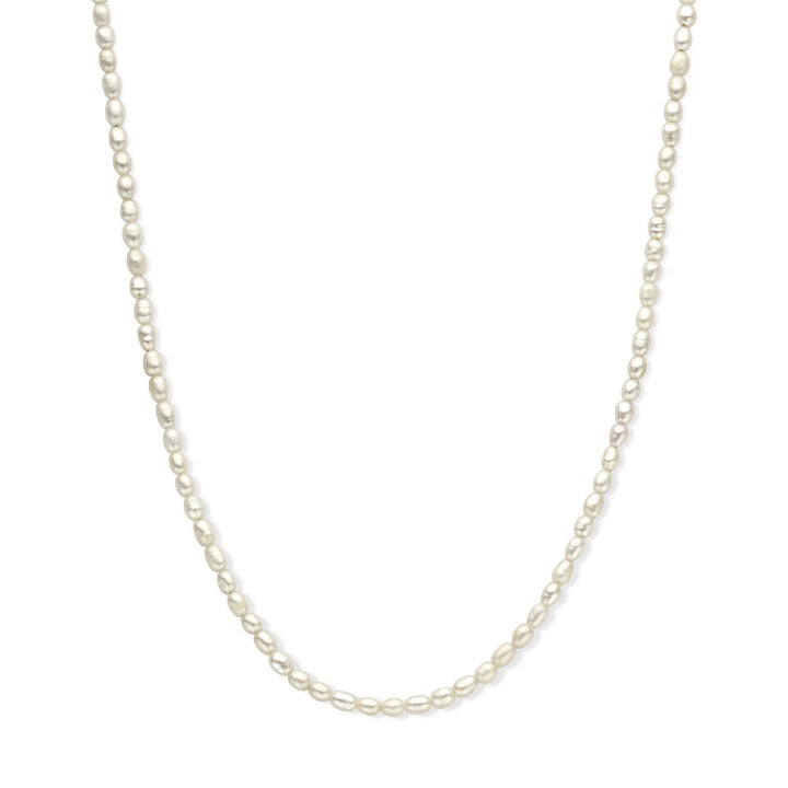 necklace pearl 3.8 mm 50 + 5 cm silver gold plated (yellow)