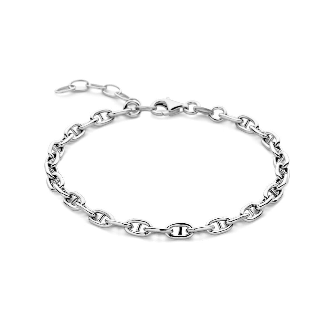 bracelet navy round tube 4.0 mm 16 + 3 cm silver rhodium plated
