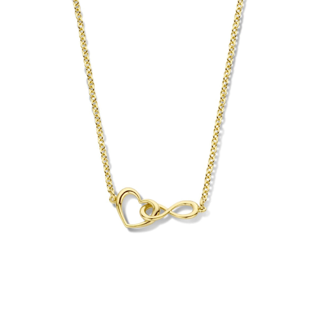 Goudkleurige ketting met hart en infinity symbool