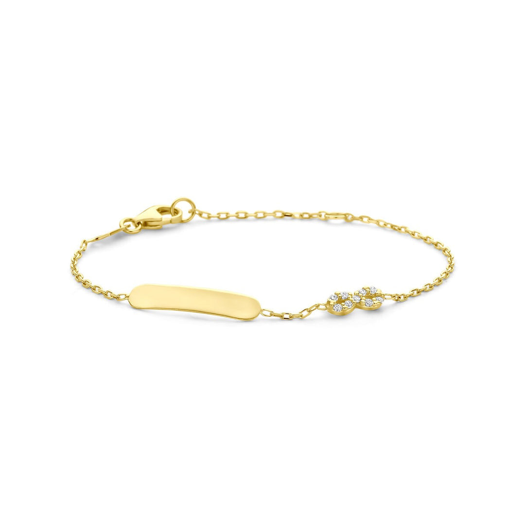 Gouden Graveerarmband 14k met Infinity en Zirkonia – Kinder Armband