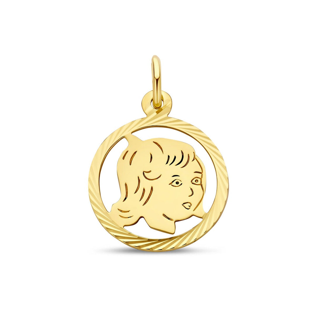 9k geelgouden hanger kinderkopje rond