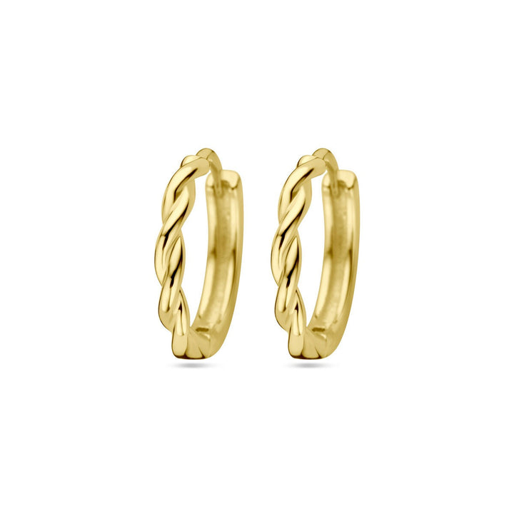 Verguld Zilveren Klapoorringen – Gedraaid 13 mm