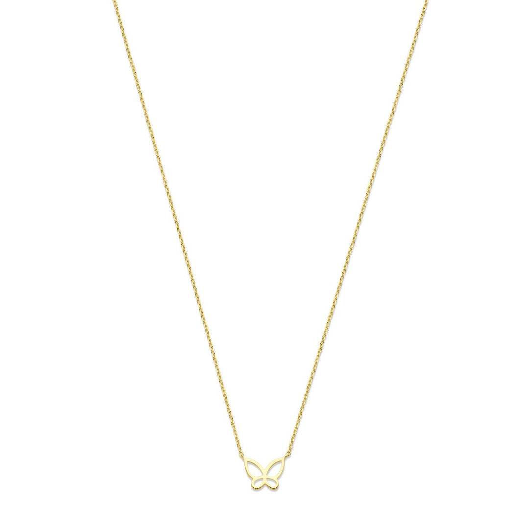 14k Geelgouden Collier met Vlinder – Elegant en Speels