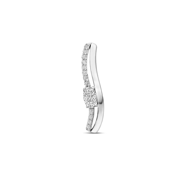 Zilveren hanger met zirkonia in staafvorm – gerhodineerd 925 zilver, 21 mm hoog