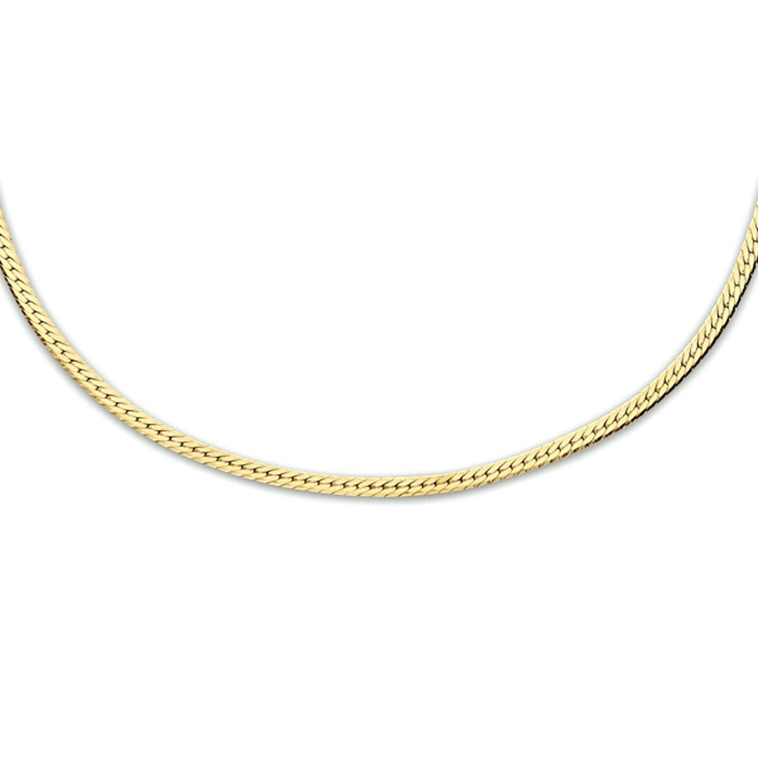 Verguld Zilveren Collier met Platte Slangschakel