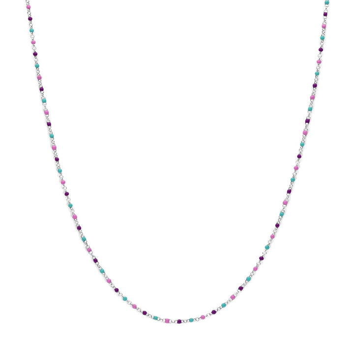 necklace balls of colored enamel 36 + 4 cm silver rhodium plated