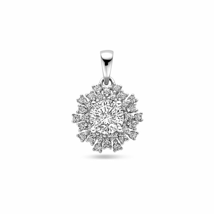 pendant zirconia silver rhodium plated