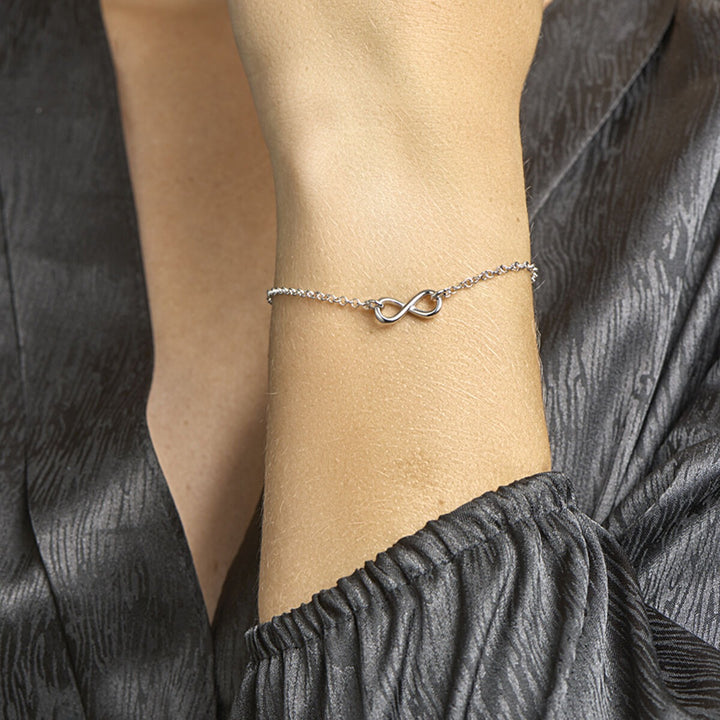 Zilveren armband met infinityteken – gerhodineerd 925 zilver (set)