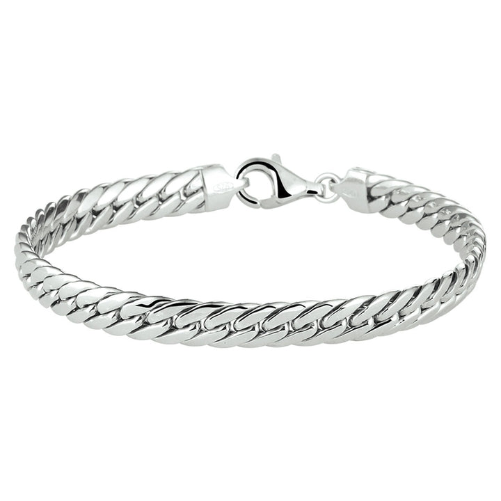 bracelet gourmette 4-sided cut 6.0 mm 19 cm silver rhodium plated