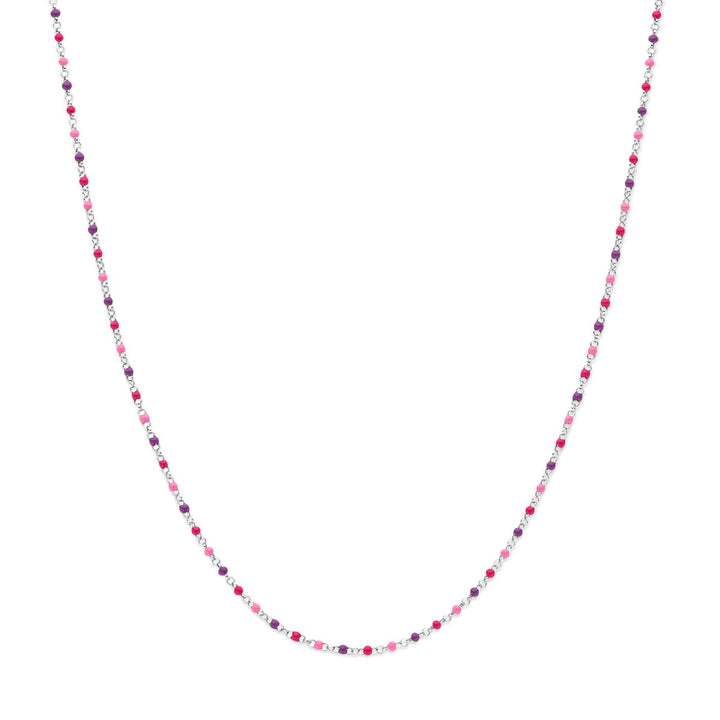 Gerhodineerd Zilveren Kindercollier met Emaille Bolletjes – 36-40cm