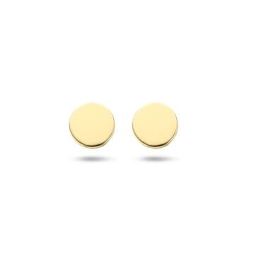 Gouden oorknopjes 9k rond poli – Dames Oorbellen