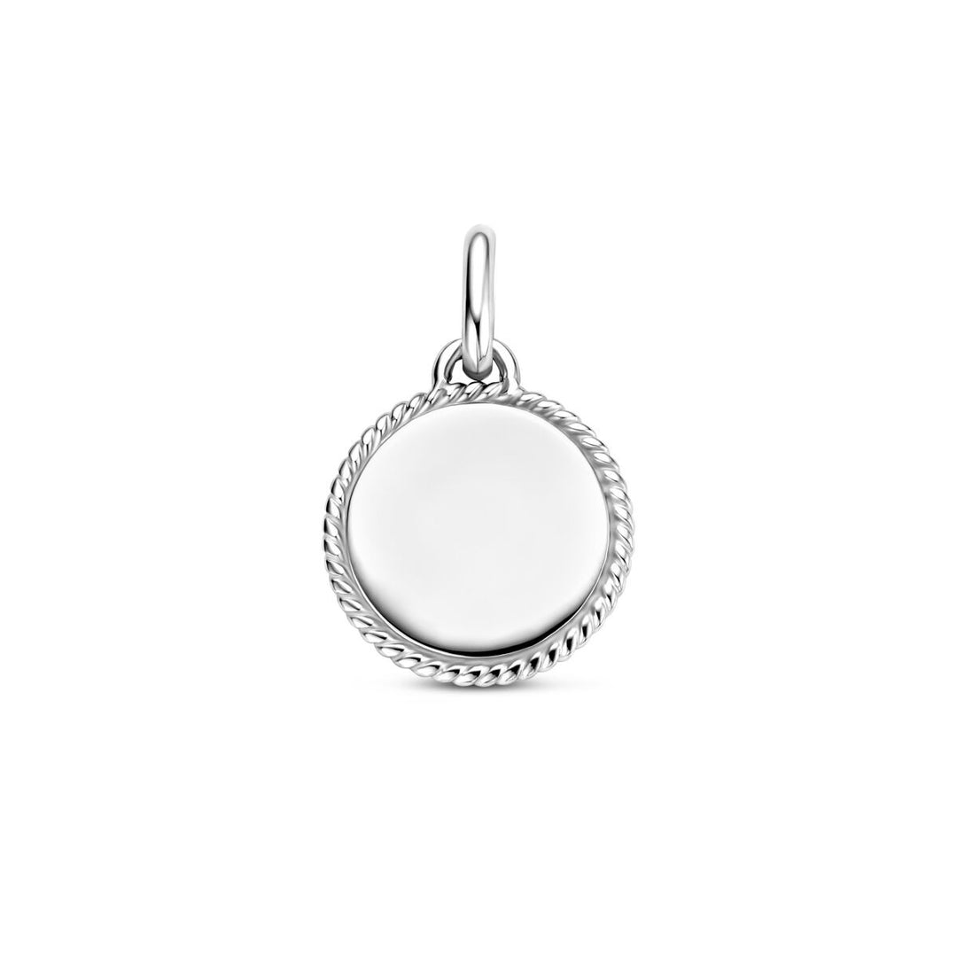 engraving pendant round silver rhodium plated