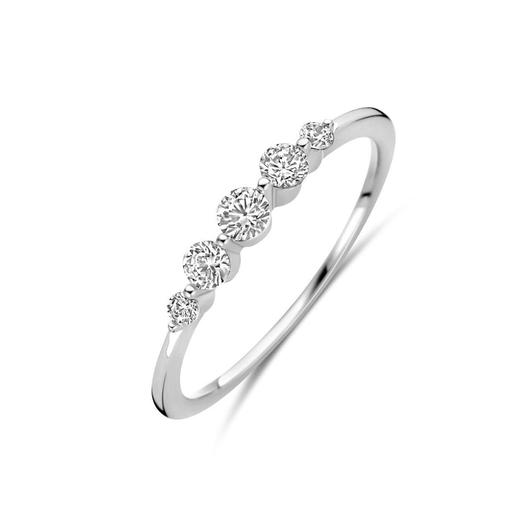 Zilveren damesring met zirkonia – gerhodineerd 925 zilver, 3 mm
