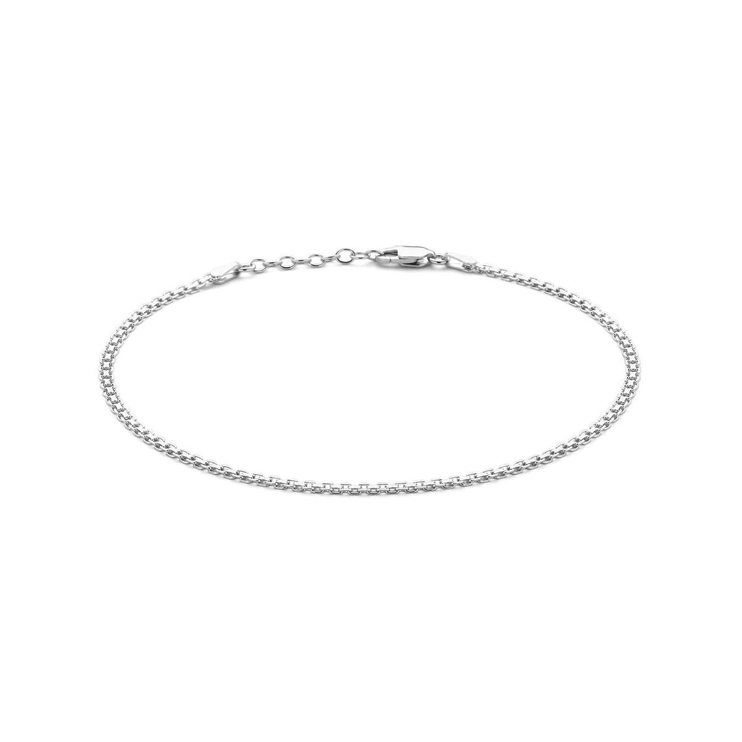 Zilveren enkelbandje met bismarck schakel – gerhodineerd 925 zilver, 24–26 cm