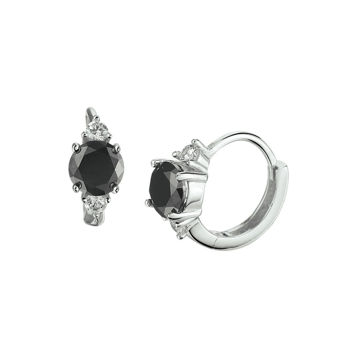 drop earrings black and white zirconia silver rhodium plated