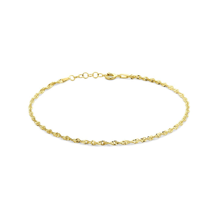 Verguld zilveren enkelbandje met Singapore schakel – 24 tot 26 cm, 2,25 mm breed