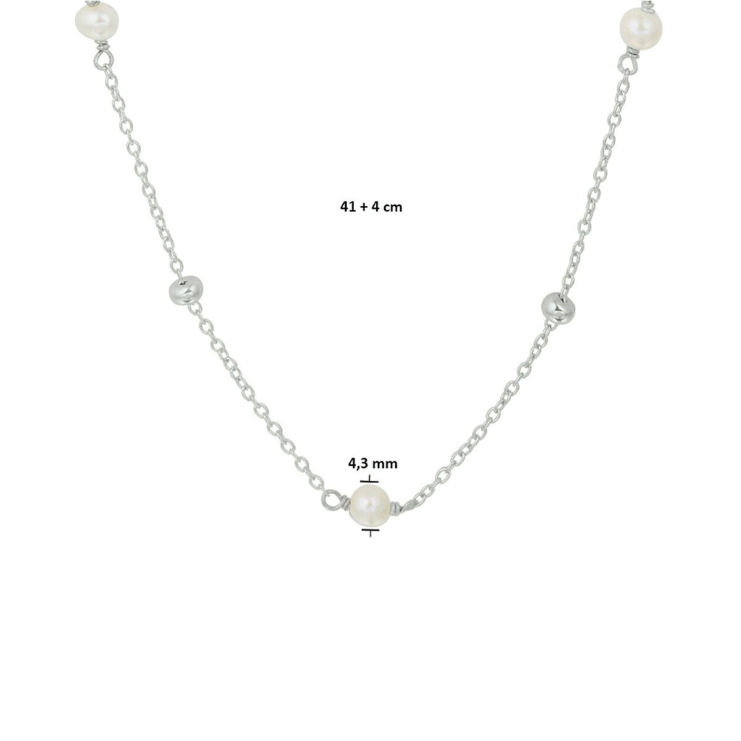 necklace pearl 41 + 4 cm silver rhodium plated