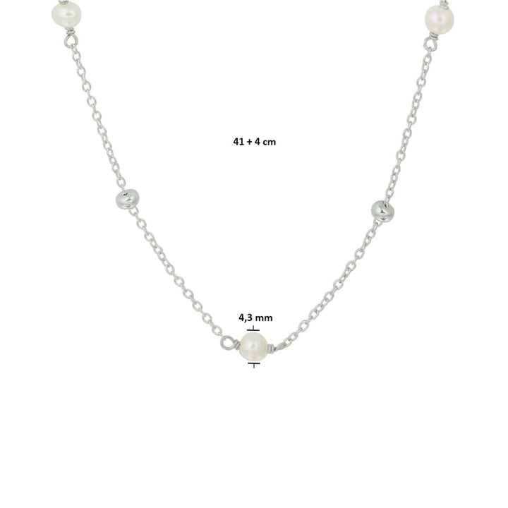 necklace pearl 41 + 4 cm silver rhodium plated