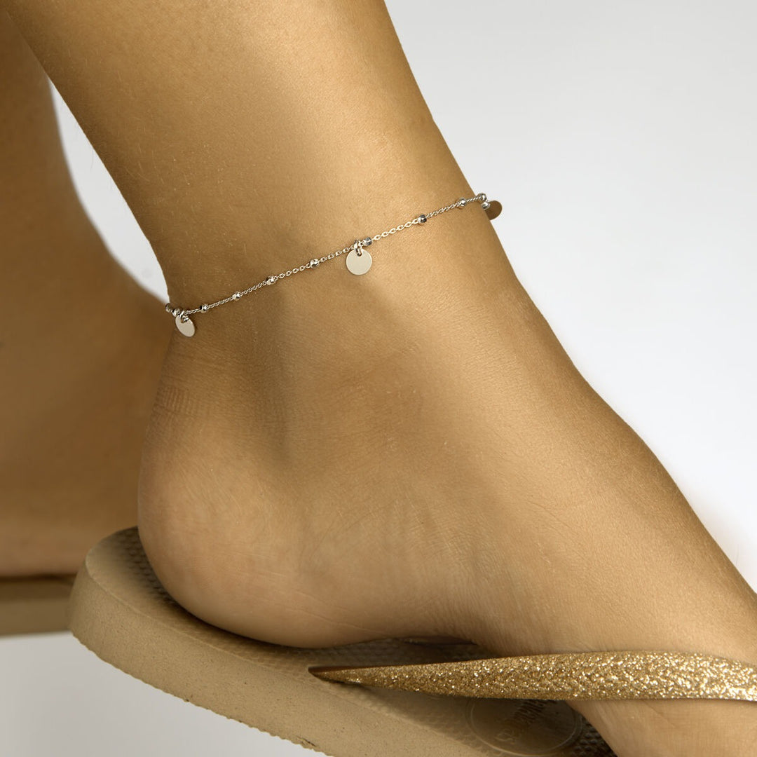 anklet circles 24 + 2 cm silver rhodium plated
