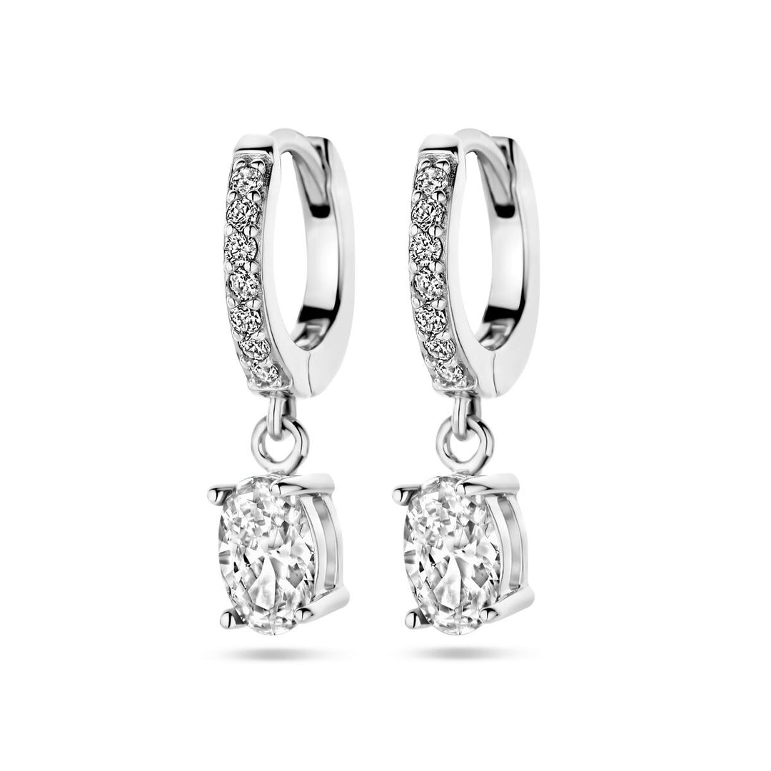 drop earrings zirconia silver rhodium plated