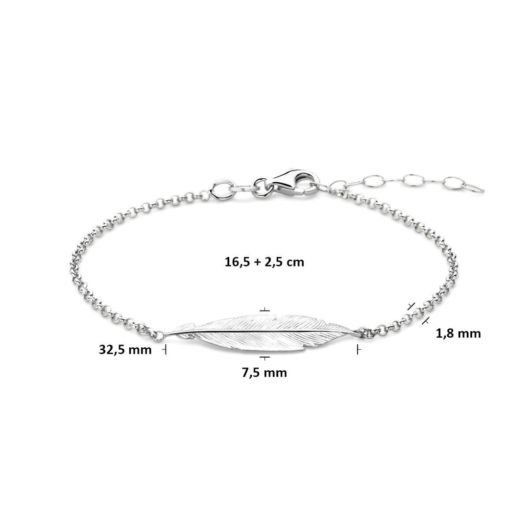 Zilveren armband met veer – gerhodineerd 925 zilver (set)
