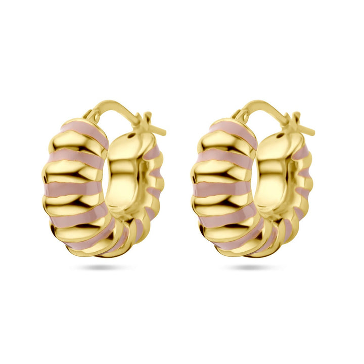 earrings pink enamel 1 micron silver gold plated (yellow)