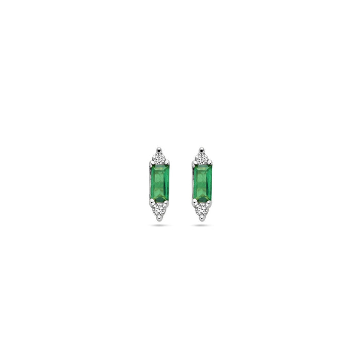 ear studs green zirconia silver rhodium plated