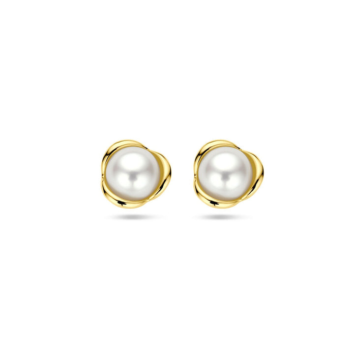 pearl ear studs 14K yellow gold