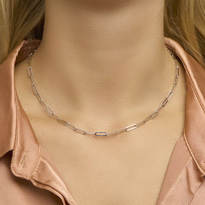 Zilveren paperclip ketting – gerhodineerd 925