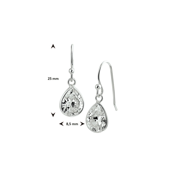 earrings zirconia French hook silver rhodium plated