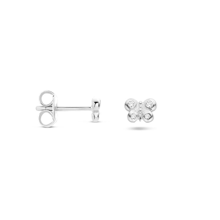 butterfly ear studs zirconia silver rhodium plated