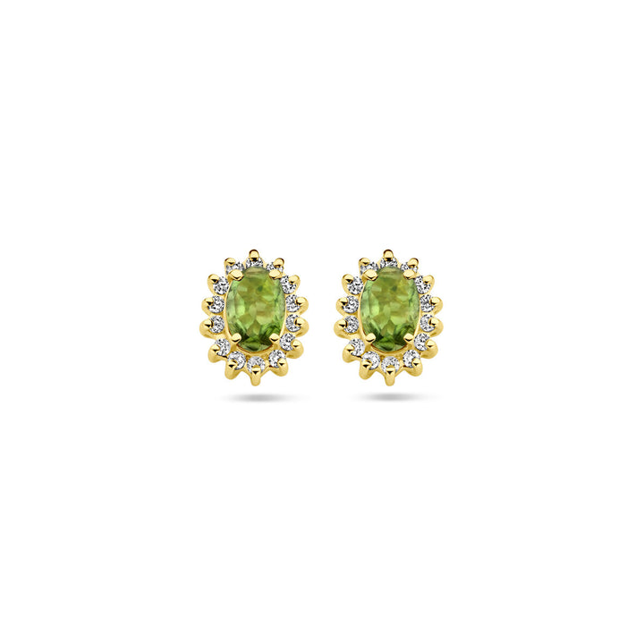 ear studs tourmaline and diamond 0.22ct (2x 0.11ct) h si 14K yellow gold