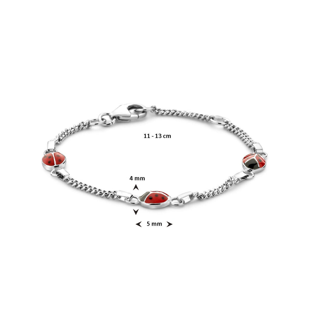 Zilveren baby armband met lieveheersbeestjes – gerhodineerd en met emaille