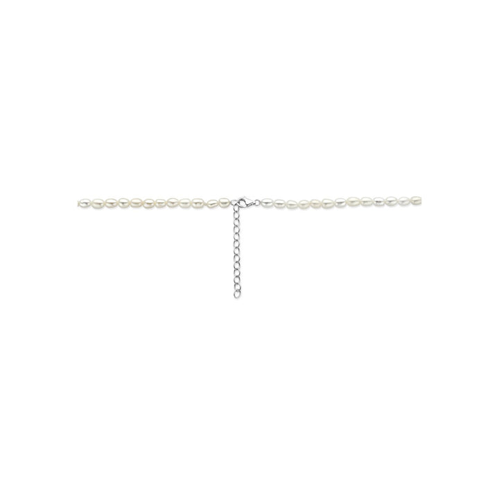 Gerhodineerd zilveren parel ketting met verstelbare lengte